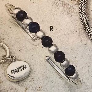 Rare Silpada Flexible Sodalite and Sterling Silver Bead Cuff Bracelet B0693